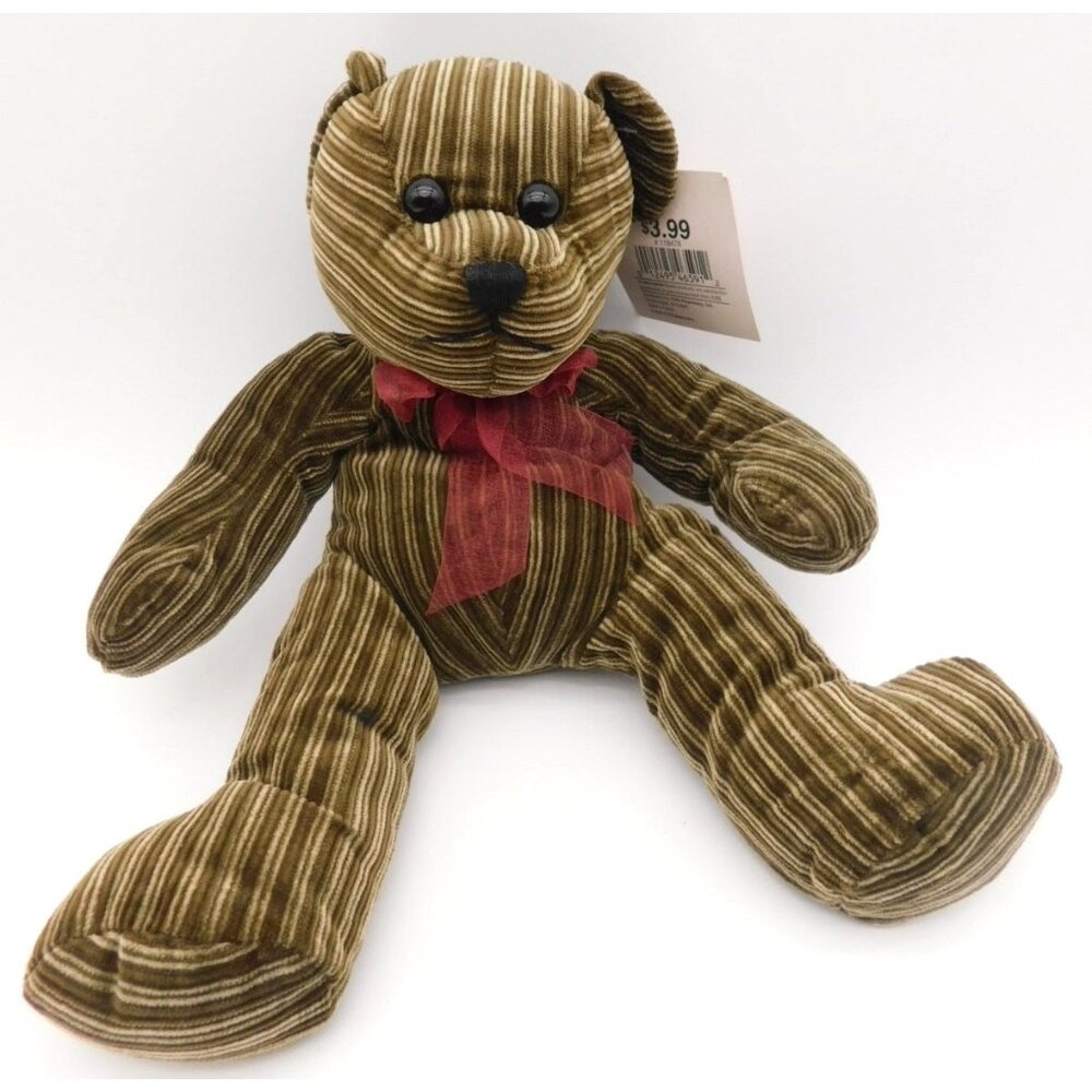 CVS Pharmacy Merry Brite Striped Corduroy Teddy Bear Plush with Tag 2001